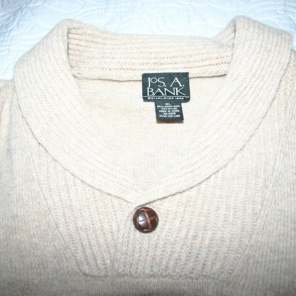 Jos. A Bank Tan Cowlneck Sweater 80% Lambswool 20% Nylon XL - Picture 2 of 3